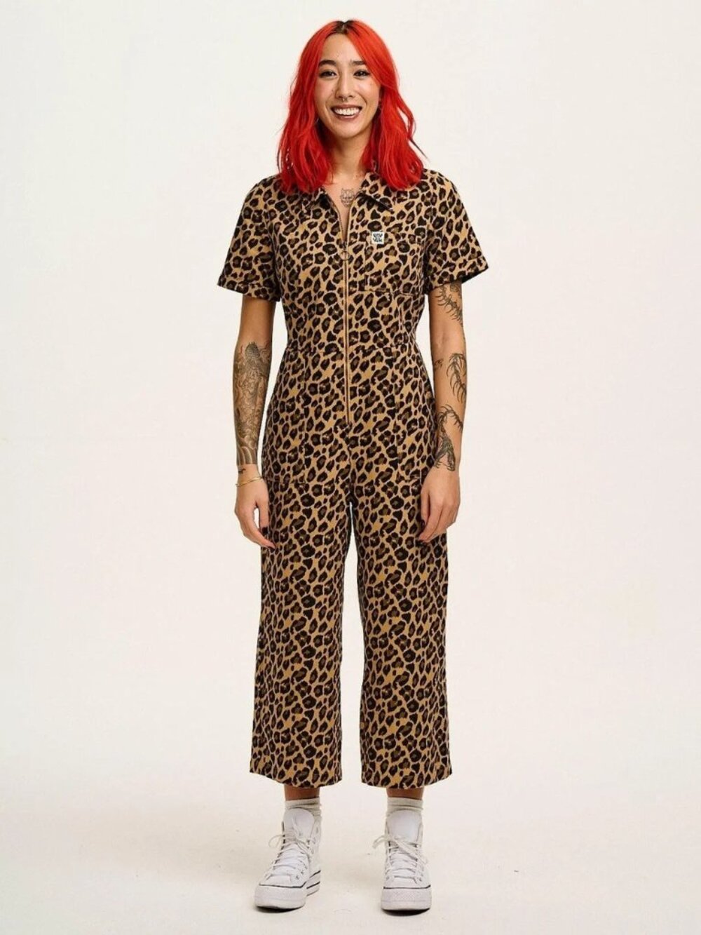 NWT Lucy & Yak Ragan Jumpsuit Leopard Print Black Brown UK 8 US 4 NWOT